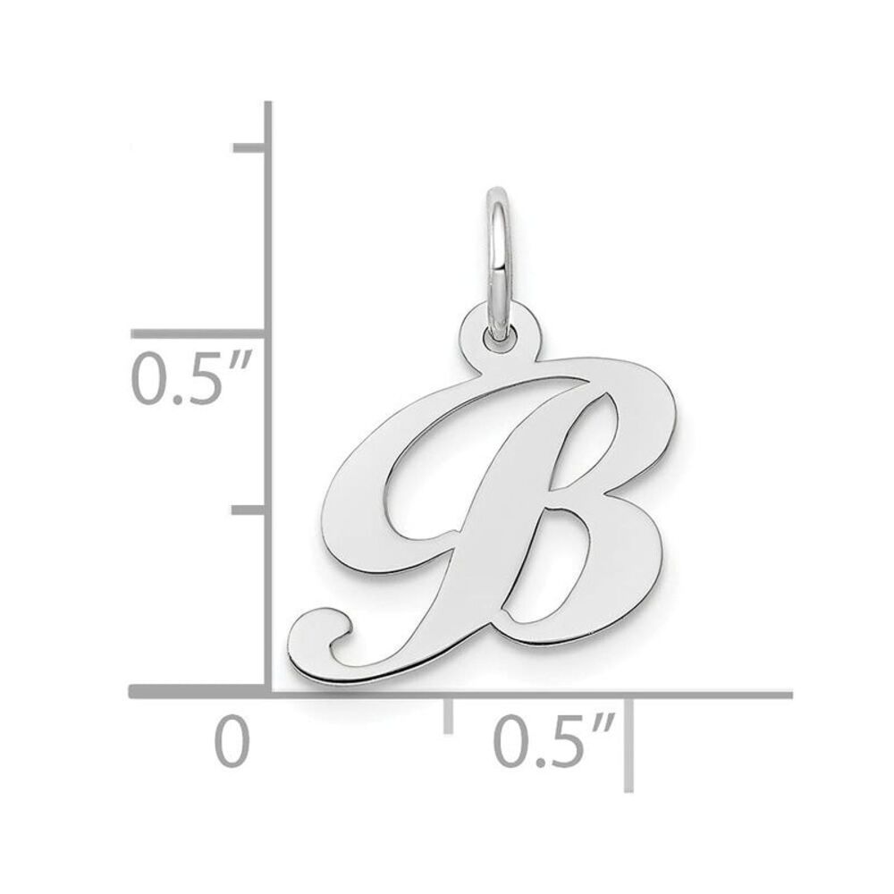 10k White Gold Small Fancy Script Initial B Charm - image 3